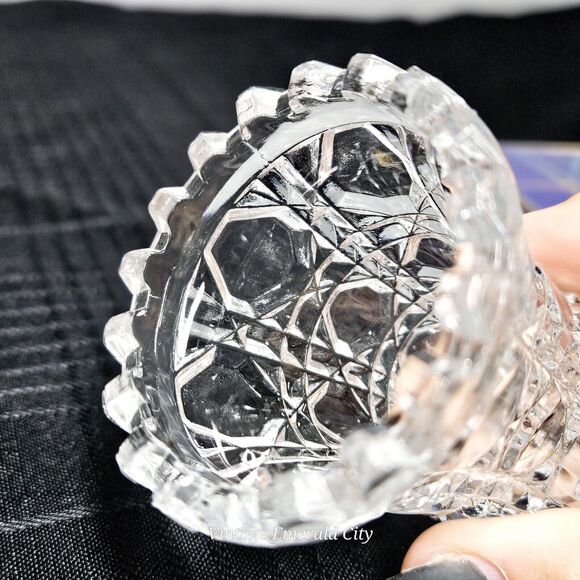 Vtg Clear 1970's Anna hütte 24% Lead Crystal Toothpick Mini Vase West Germany - Picture 7 of 13
